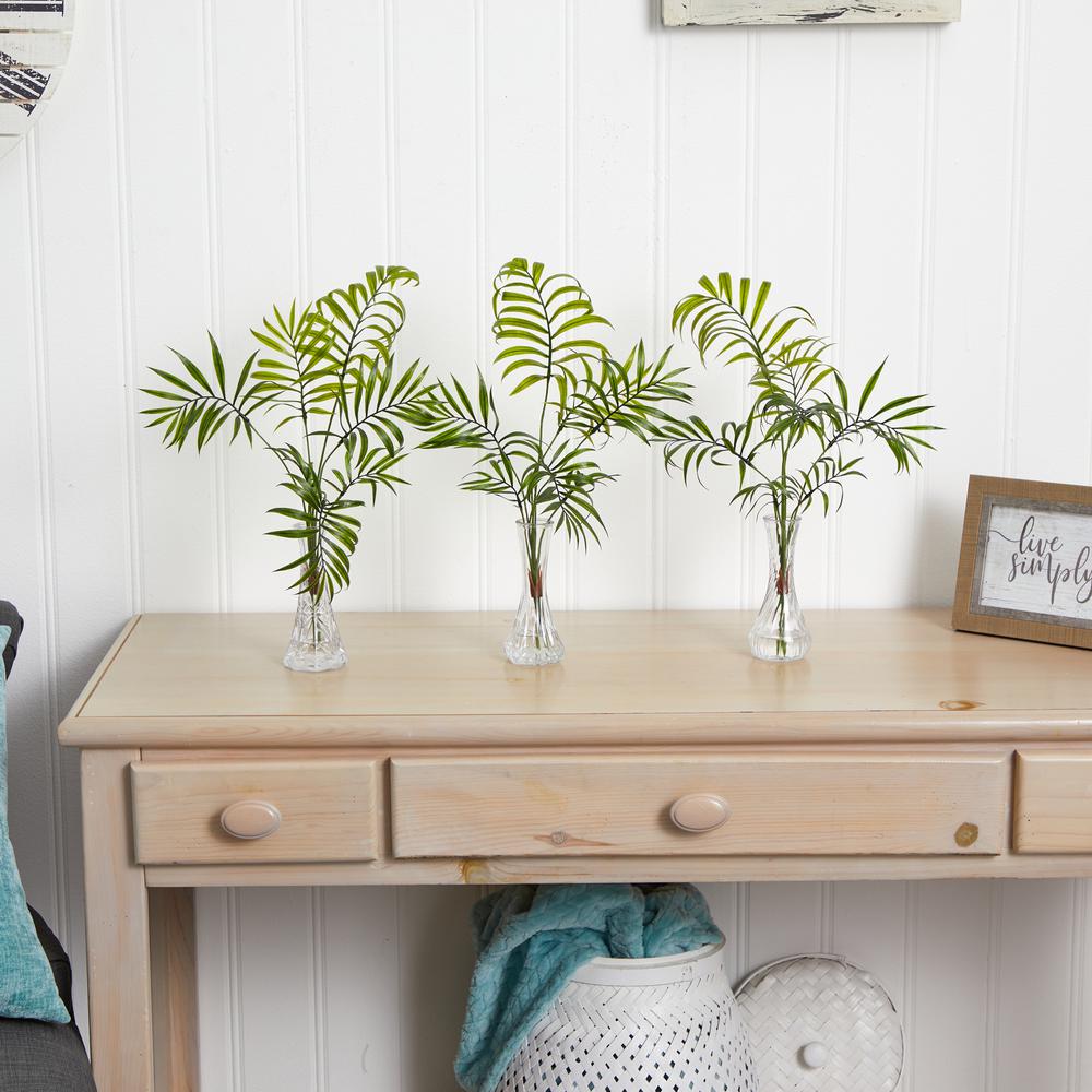 Mini Palm Artificial Plant in Vase (Set of 3). Picture 4