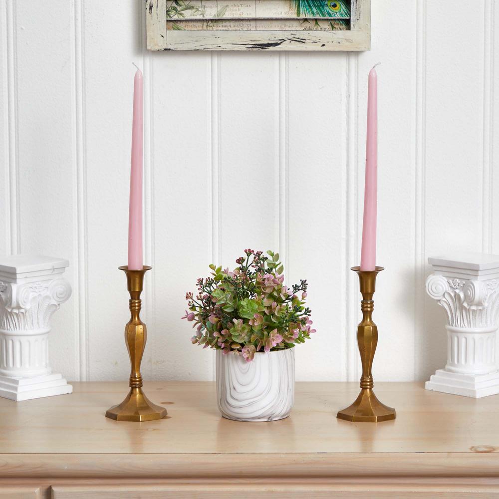 Eucalyptus Artificial Plant in Marble Finished Vase. Picture 2