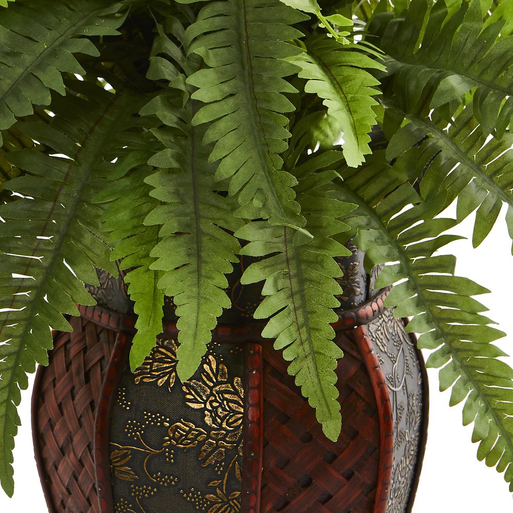 Boston Fern Artificial Plant in Decorative Planter. Picture 2