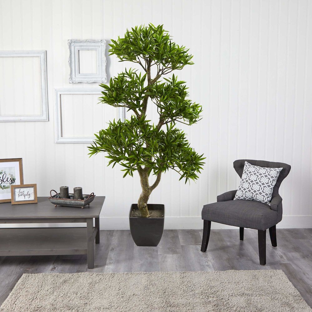 37in. Bonsai Styled Podocarpus Artificial Tree. Picture 4