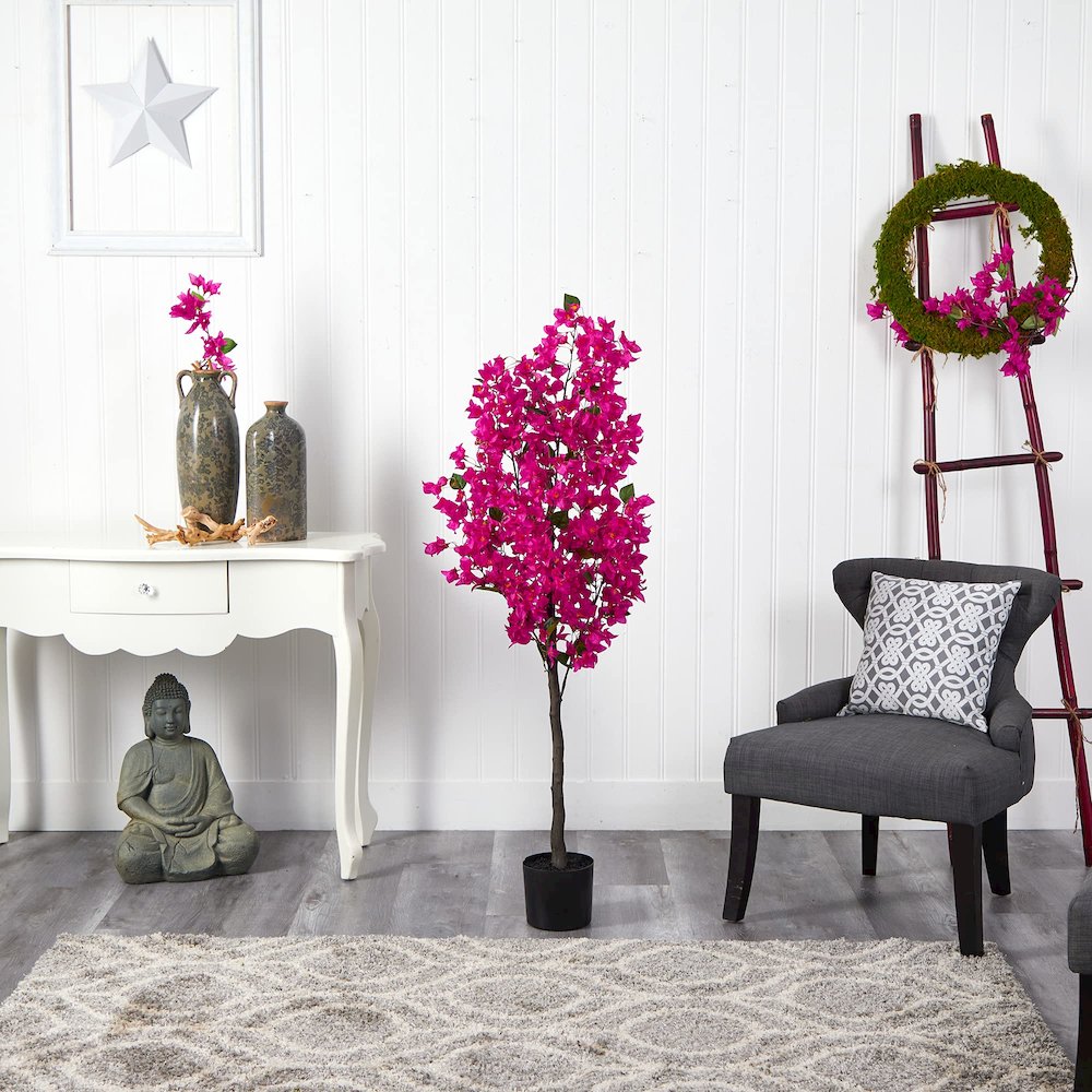 5ft. Bougainvillea Artificial Tree, Pink. Picture 4