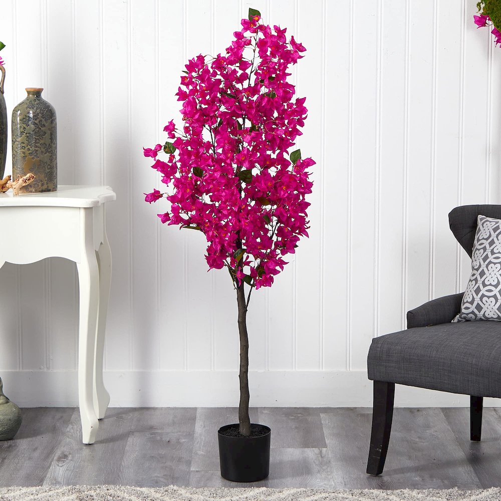 5ft. Bougainvillea Artificial Tree, Pink. Picture 3