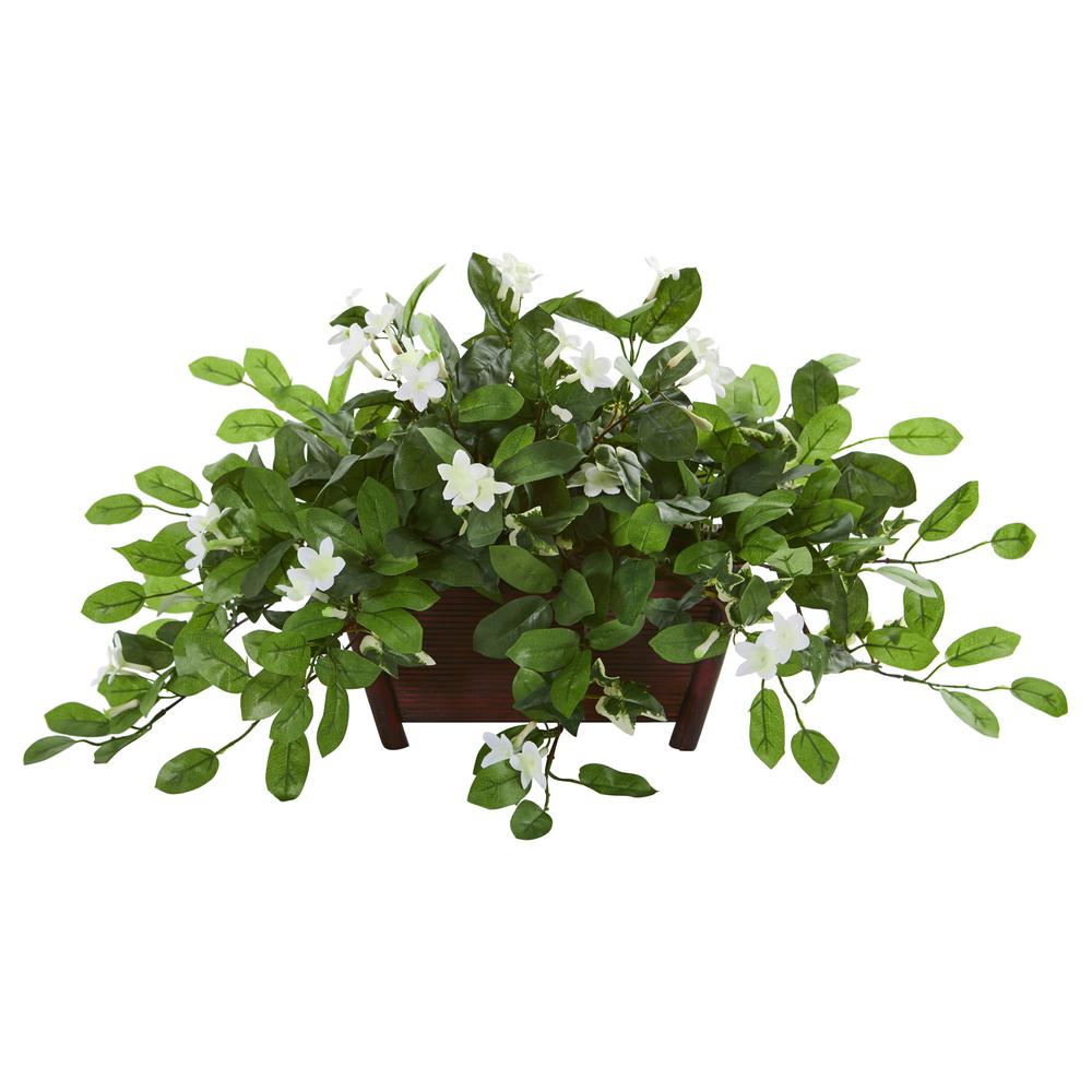 Mix Stephanotis Artificial Plant in Decorative Planter. Picture 1