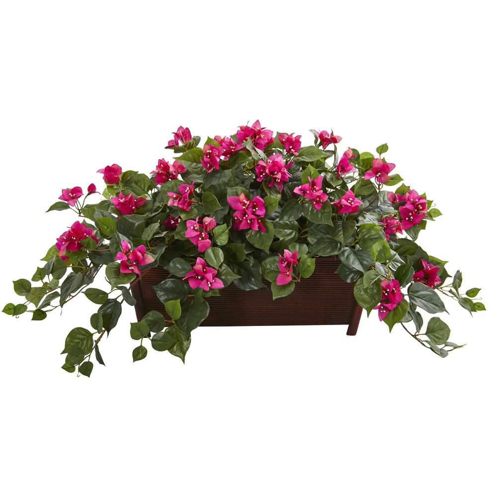 Bougainvillea Artificial Plant in Decorative Planter, Pink. Picture 1