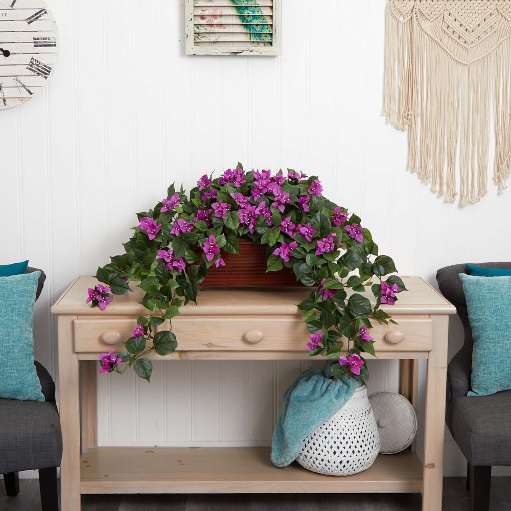 Bougainvillea Artificial Plant in Decorative Planter, Purple. Picture 4