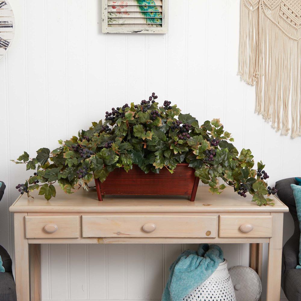 Grape Leaf Artificial Plant in Decorative Planter. Picture 3