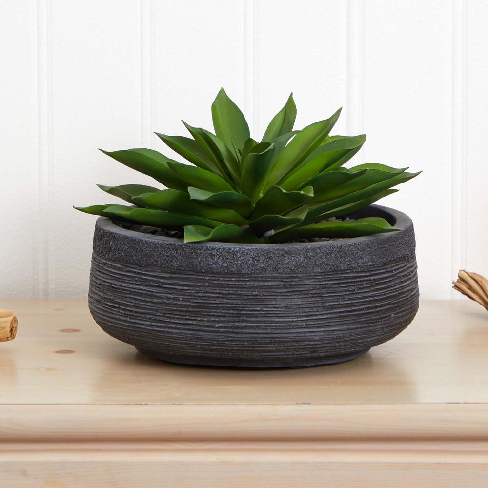 Large Succulent Artificial Plant in Decorative Bowl. Picture 2