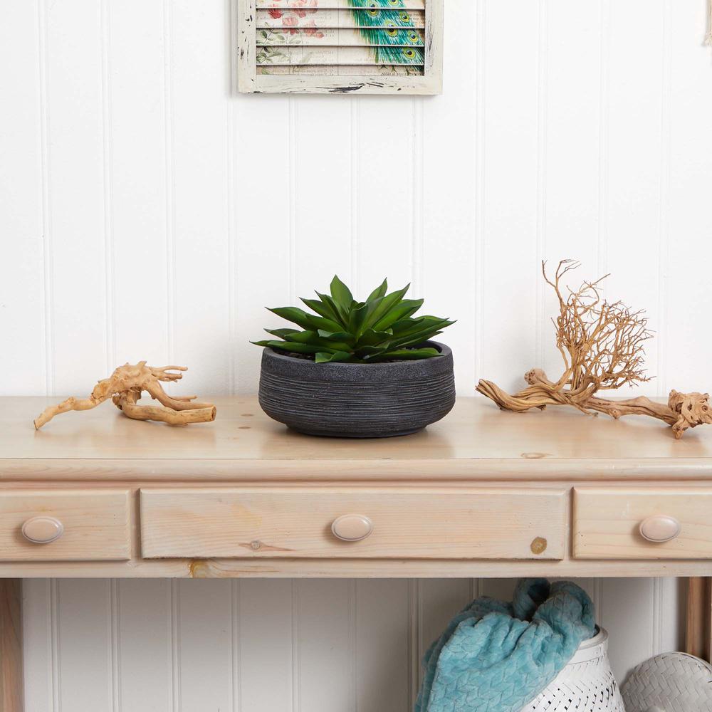 Large Succulent Artificial Plant in Decorative Bowl. Picture 3