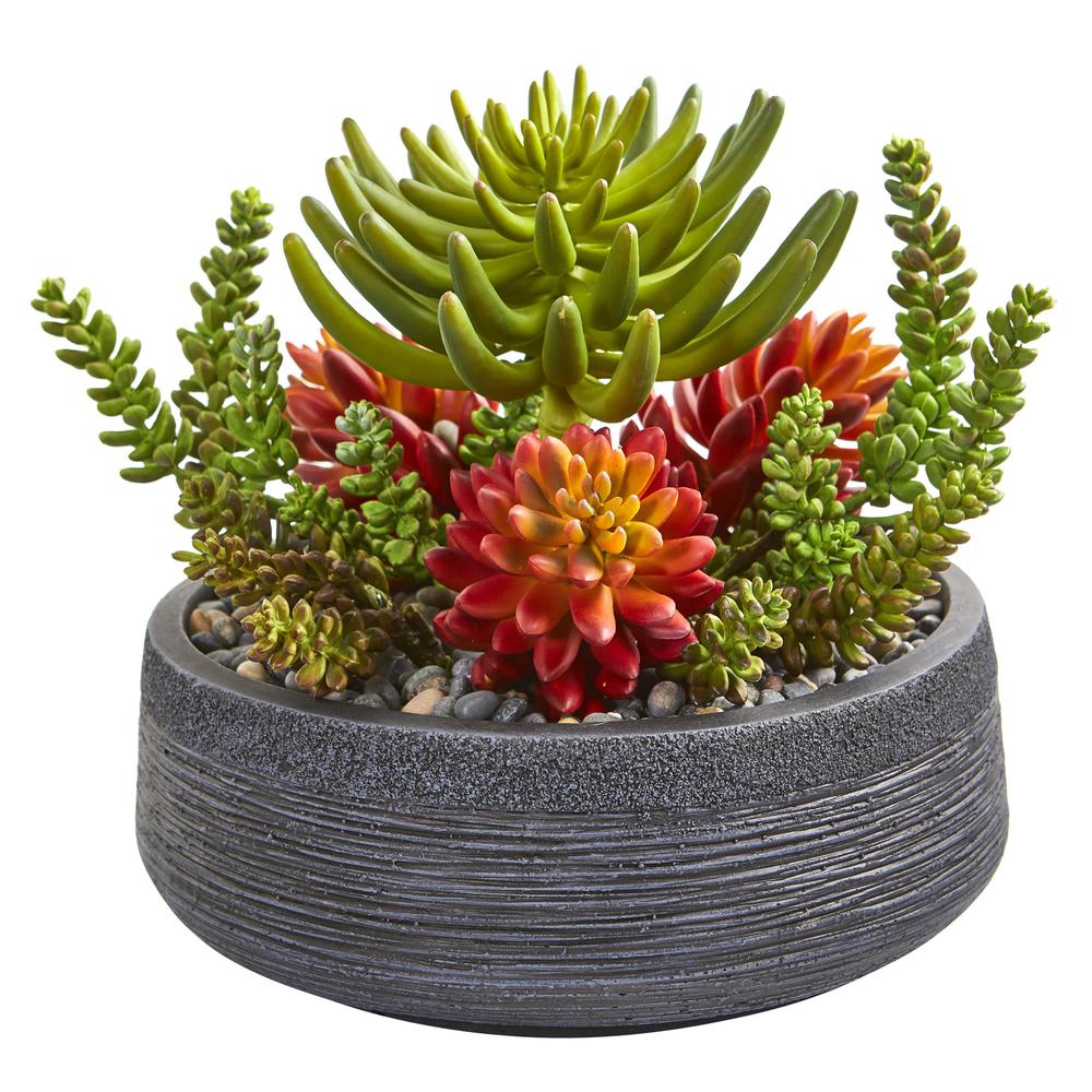 12in. Succulent Garden Artificial Plant in Bowl. Picture 1