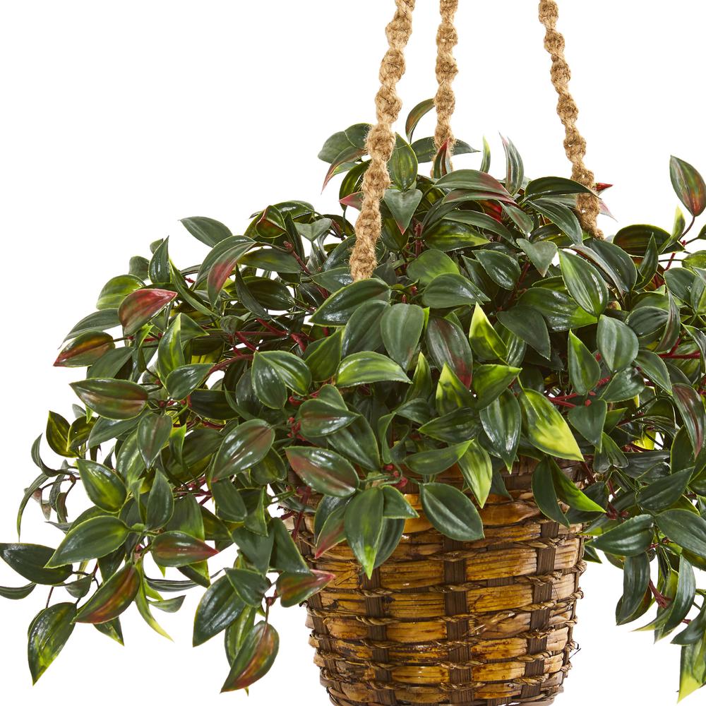 30in. Mini Melon Artificial Plant in Hanging Basket UV Resistant (Indoor/Outdoor). Picture 3