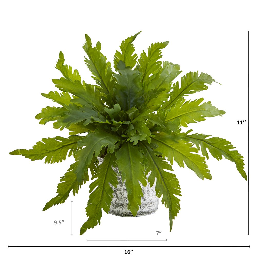 Fern Artificial Plant in Vintage Hanging Planter. Picture 2