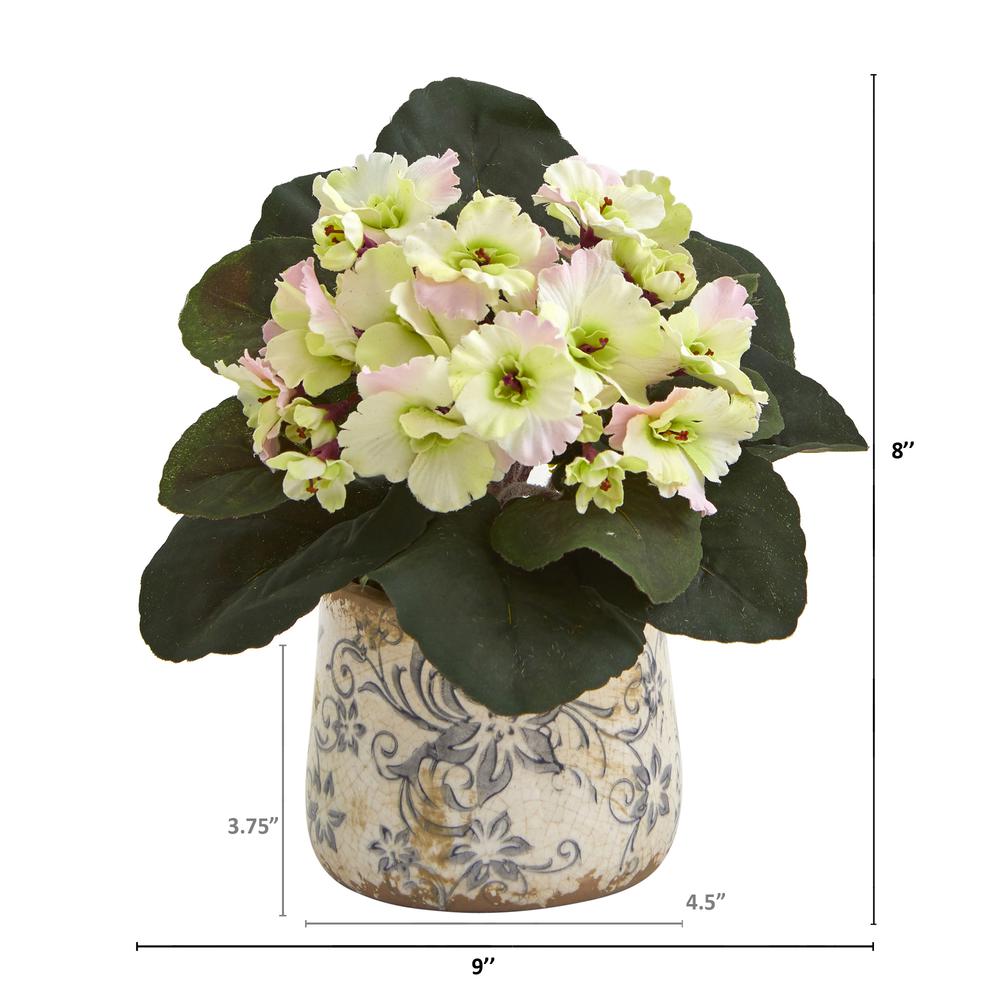 8in. African Violet Artificial Plant in Floral Design Vase (Set of 2). Picture 2
