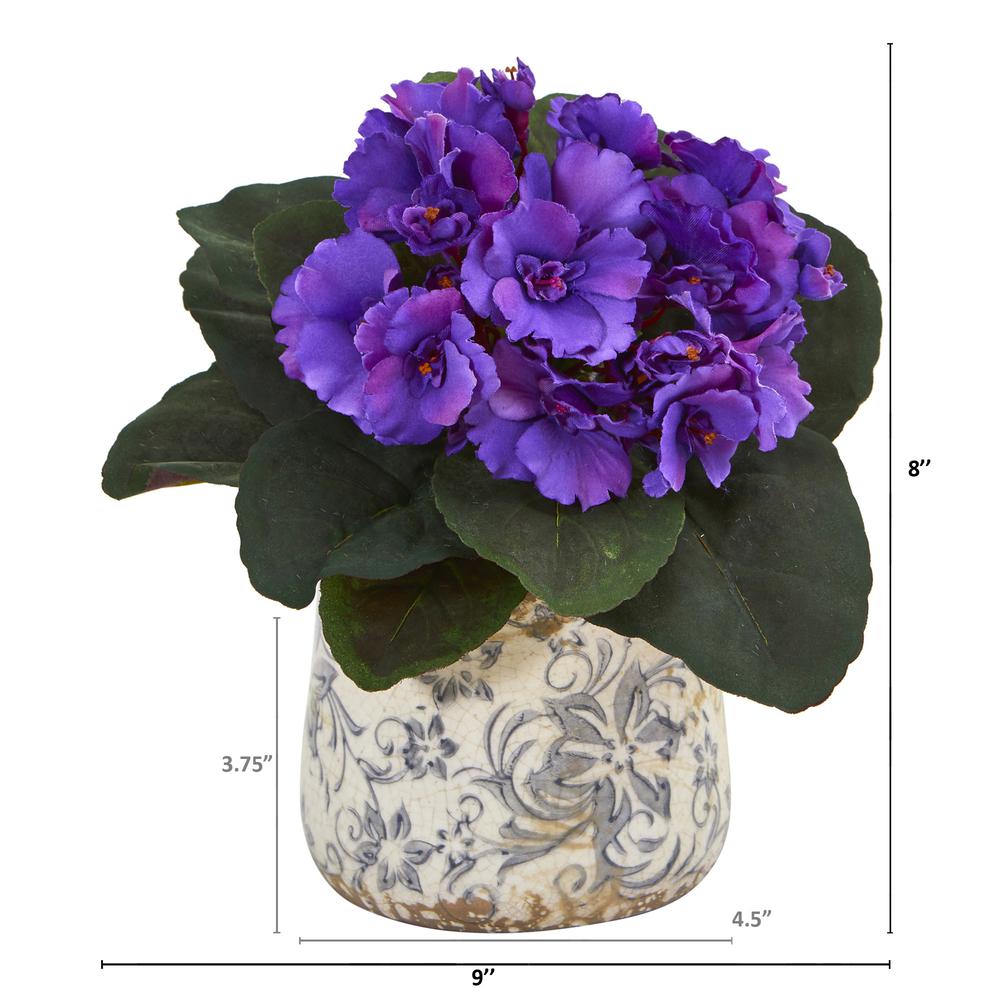 8in. African Violet Artificial Plant in Floral Design Vase (Set of 2). Picture 4