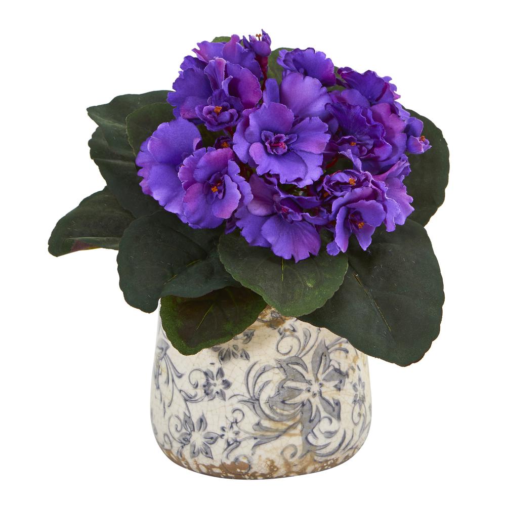 8in. African Violet Artificial Plant in Floral Design Vase (Set of 2). Picture 5