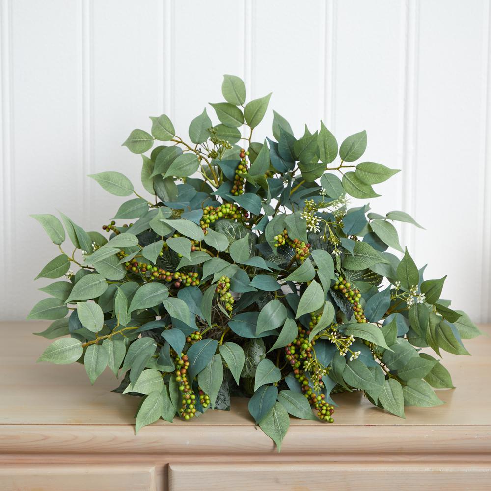 20in. Mixed Ficus and Fittonia Artificial Ledge Plant. Picture 3