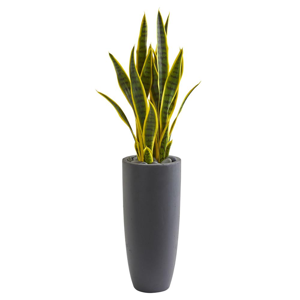 3ft. Sansevieria Artificial Plant in Gray Bullet Planter. Picture 1