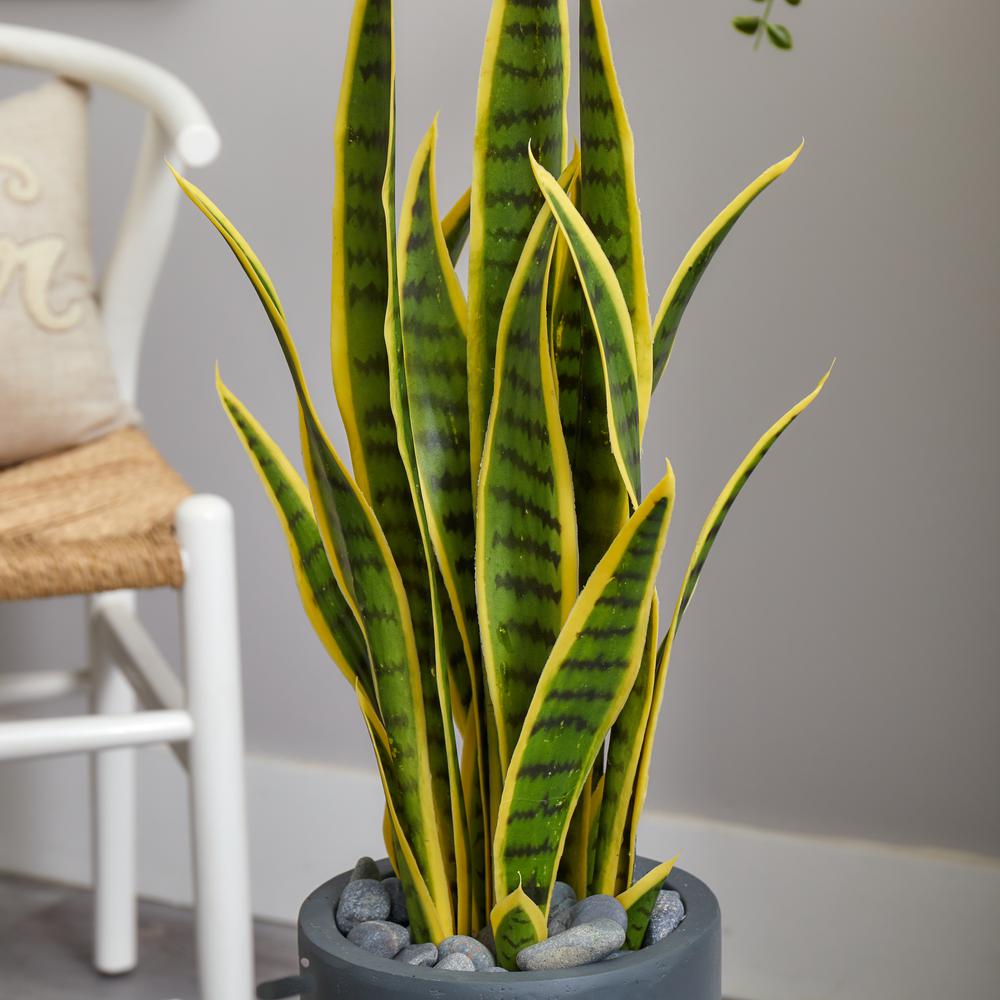 3ft. Sansevieria Artificial Plant in Gray Bullet Planter. Picture 3