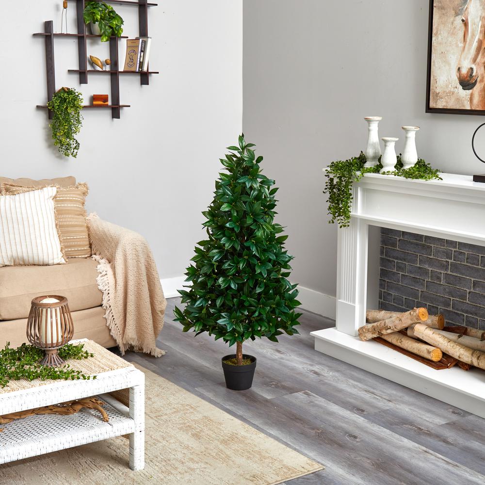 4ft. Bay Leaf Artificial Topiary Tree UV Resistant (Indoor/Outdoor). Picture 2