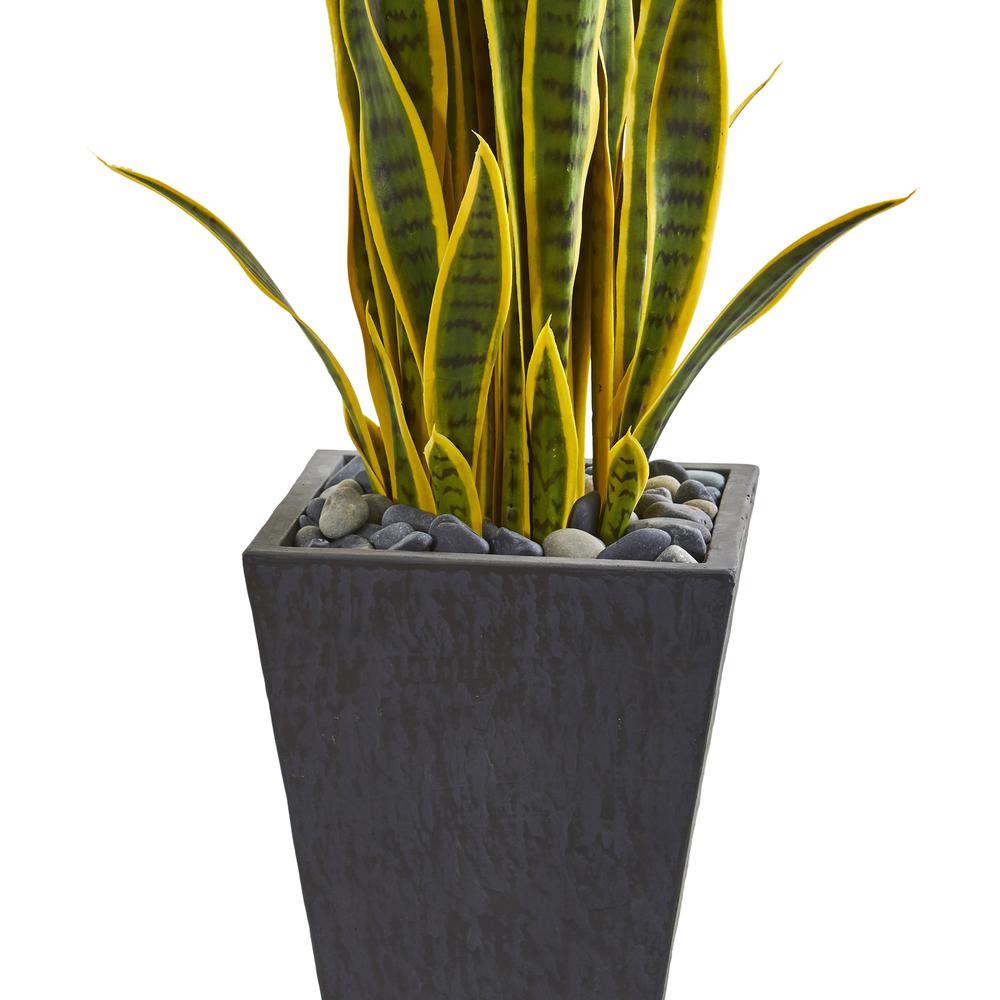 3.5ft. Sansevieria Artificial Plant in Slate Planter. Picture 3