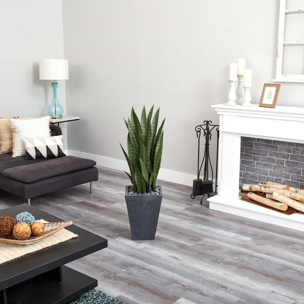 45in. Sansevieria Artificial Plant in Slate Planter. Picture 2