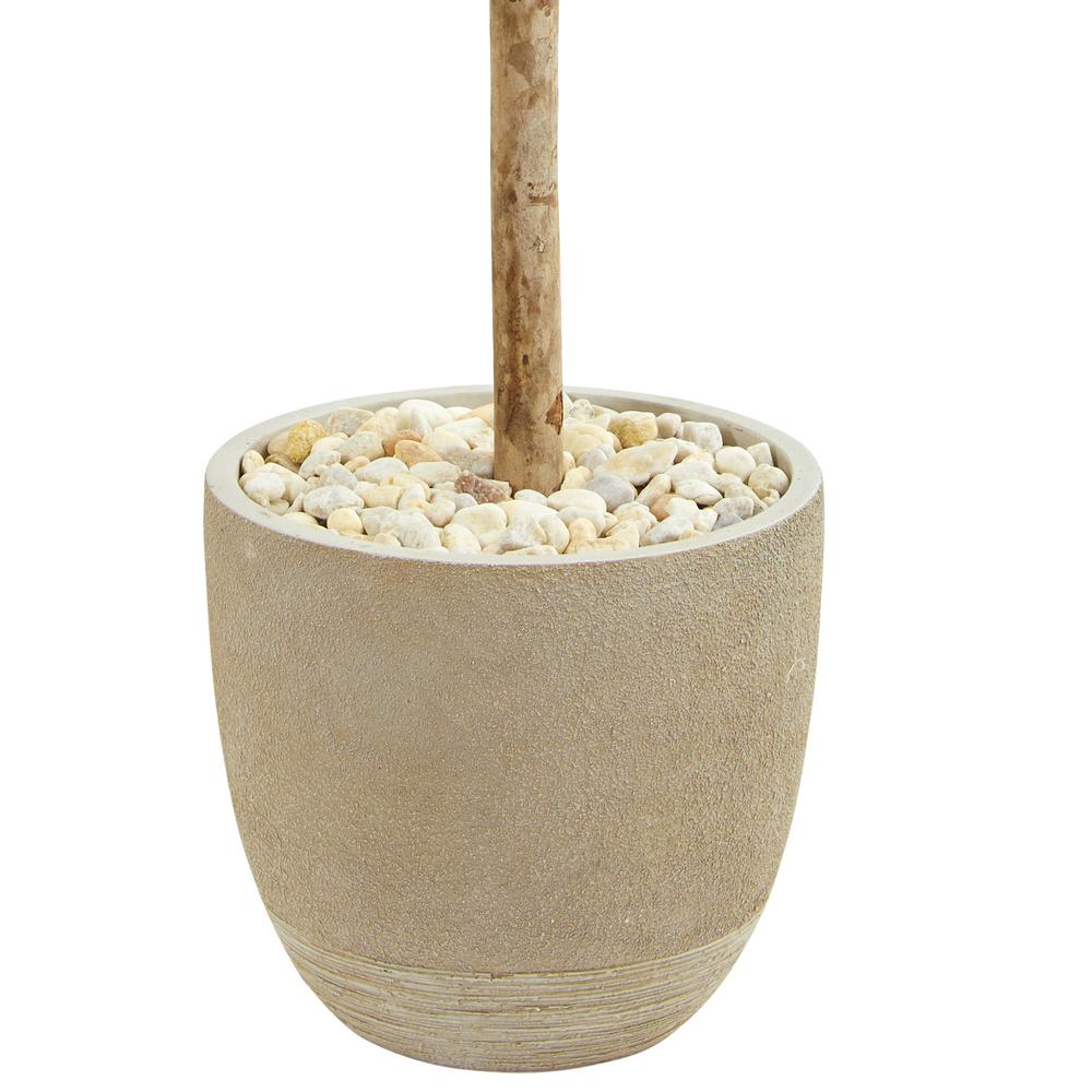 5ft. Olive Topiary Artificial Tree in Sand Stone Planter. Picture 2