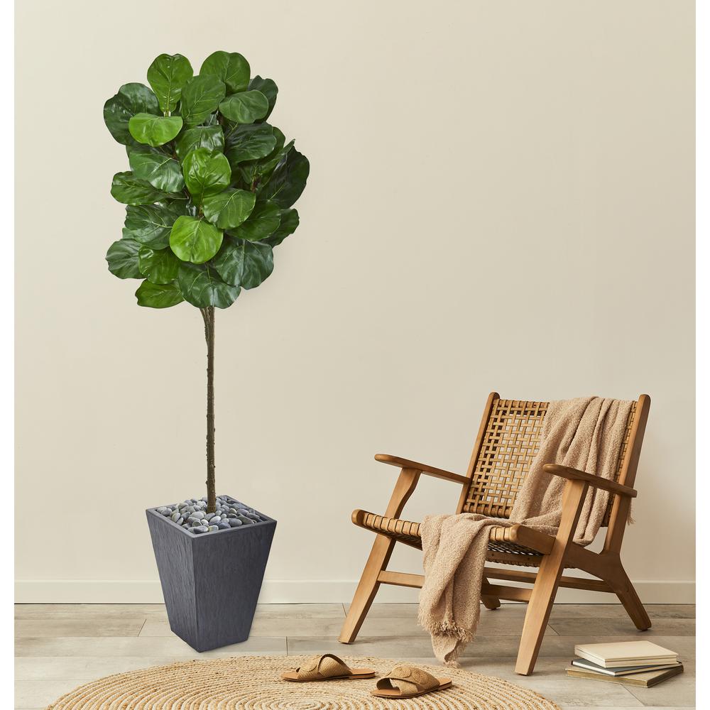 6ft. Fiddle Leaf Artificial Tree in Slate Finished Planter. Picture 2