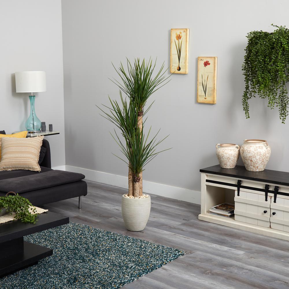64in. Yucca Artificial Tree in Sand Colored Planter. Picture 3