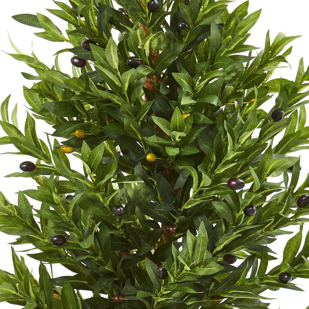 3ft. Olive Cone Topiary Artificial Tree in Sand Stone Planter UV Resistant (Indoor/Outdoor). Picture 2