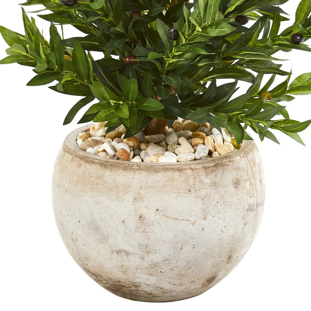 3ft. Olive Cone Topiary Artificial Tree in Sand Stone Planter UV Resistant (Indoor/Outdoor). Picture 4