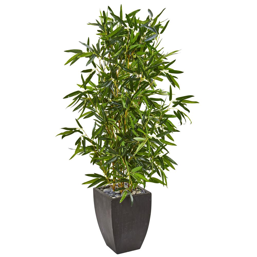 5ft. Bamboo Artificial Tree in Black Planter (Real Touch) UV Resistant (Indoor/Outdoor). Picture 1
