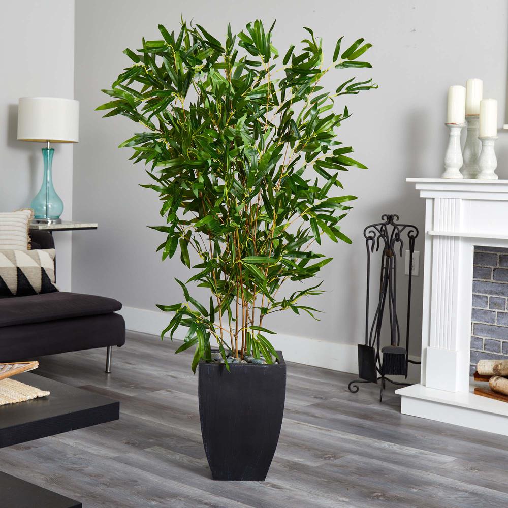 5ft. Bamboo Artificial Tree in Black Planter (Real Touch) UV Resistant (Indoor/Outdoor). Picture 3