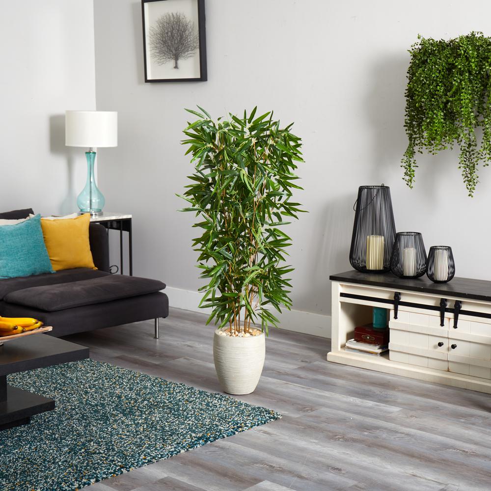 5ft. Bamboo Artificial Tree in Sand Colored Planter (Real Touch) UV Resistant (Indoor/Outdoor). Picture 3