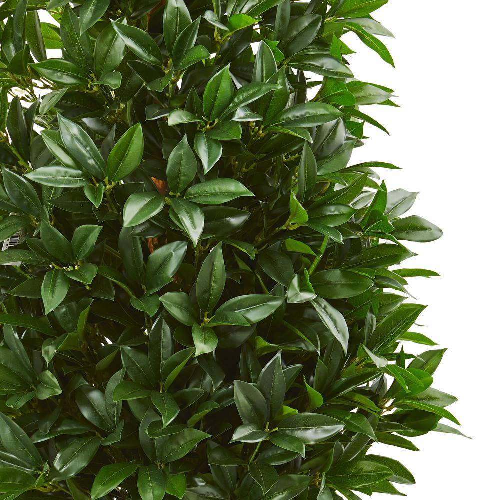 56in. Bay Leaf Cone Topiary Artificial Tree UV Resistant in Black Planter (Indoor/Outdoor). Picture 3