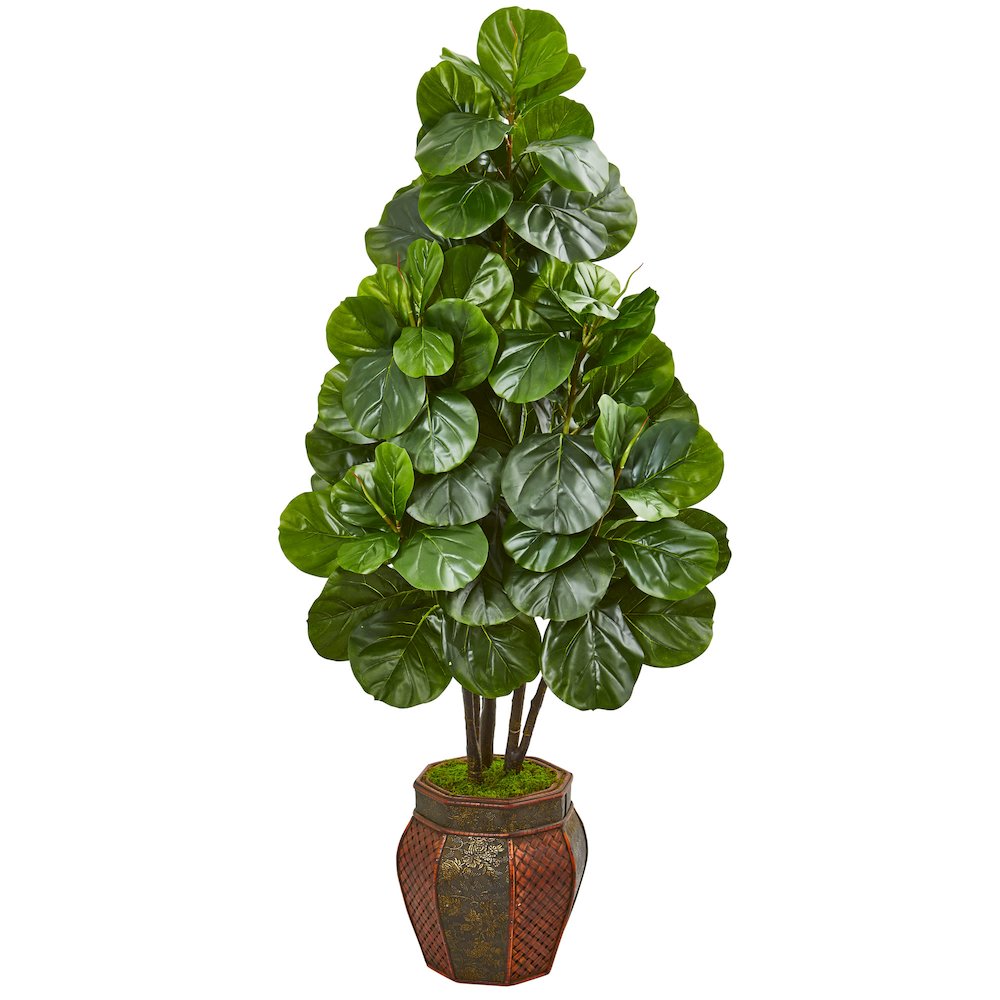 5ft. Fiddle Leaf Fig Artificial Tree in Decorative Planter. Picture 1