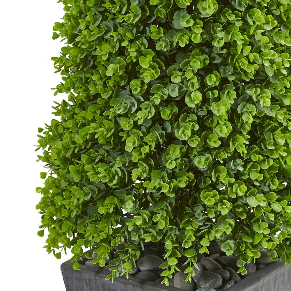 57in. Eucalyptus Topiary Artificial Tree in Slate Planter (Indoor/Outdoor). Picture 4