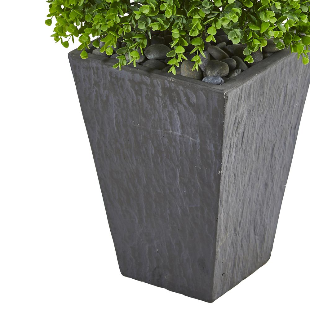 57in. Eucalyptus Topiary Artificial Tree in Slate Planter (Indoor/Outdoor). Picture 2