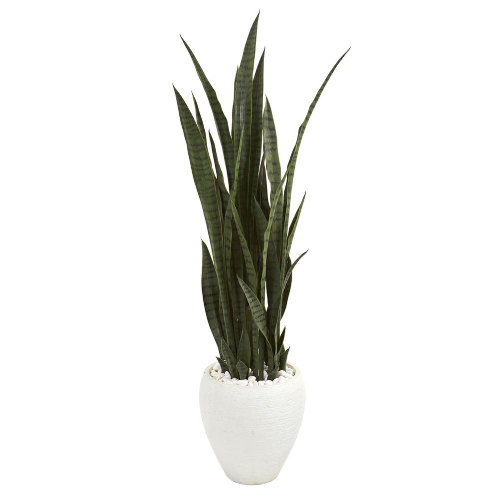 51in. Sansevieria Artificial Plant in White Planter. Picture 1