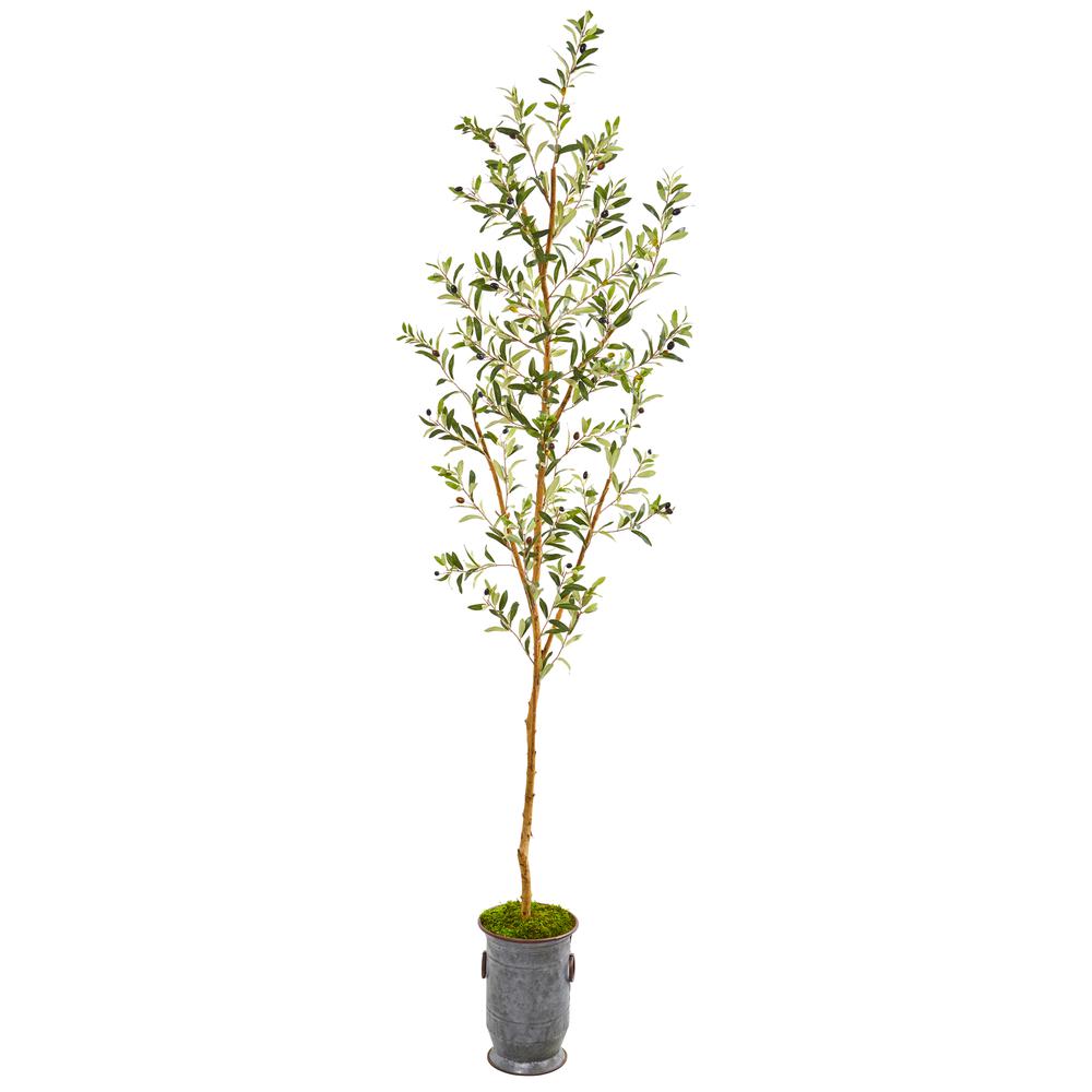 7.5ft. Olive Artificial Tree in Decorative Planter. Picture 1