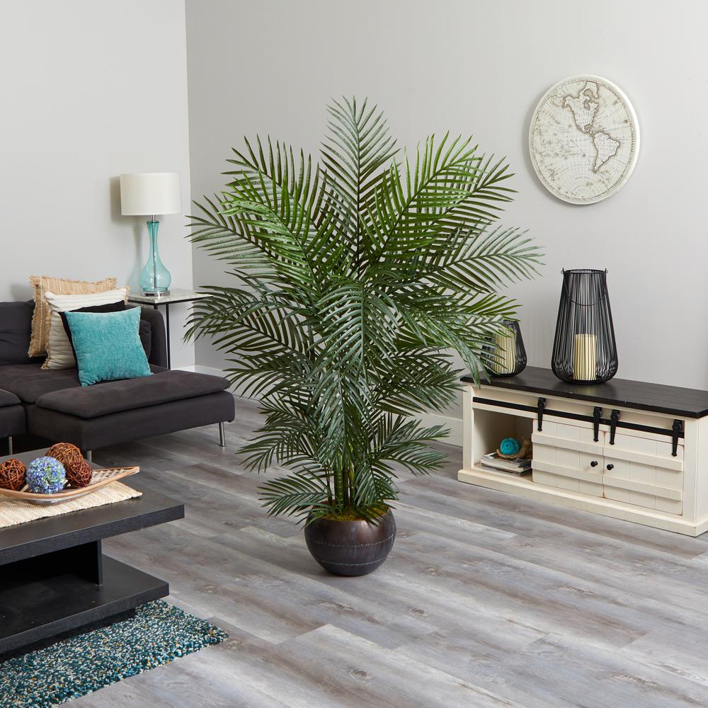 66in. Areca Palm Artificial Tree in Planter UV Resistant (Indoor/Outdoor). Picture 4