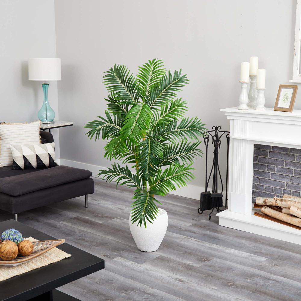 63in. Areca Palm Artificial Tree in White Planter. Picture 2