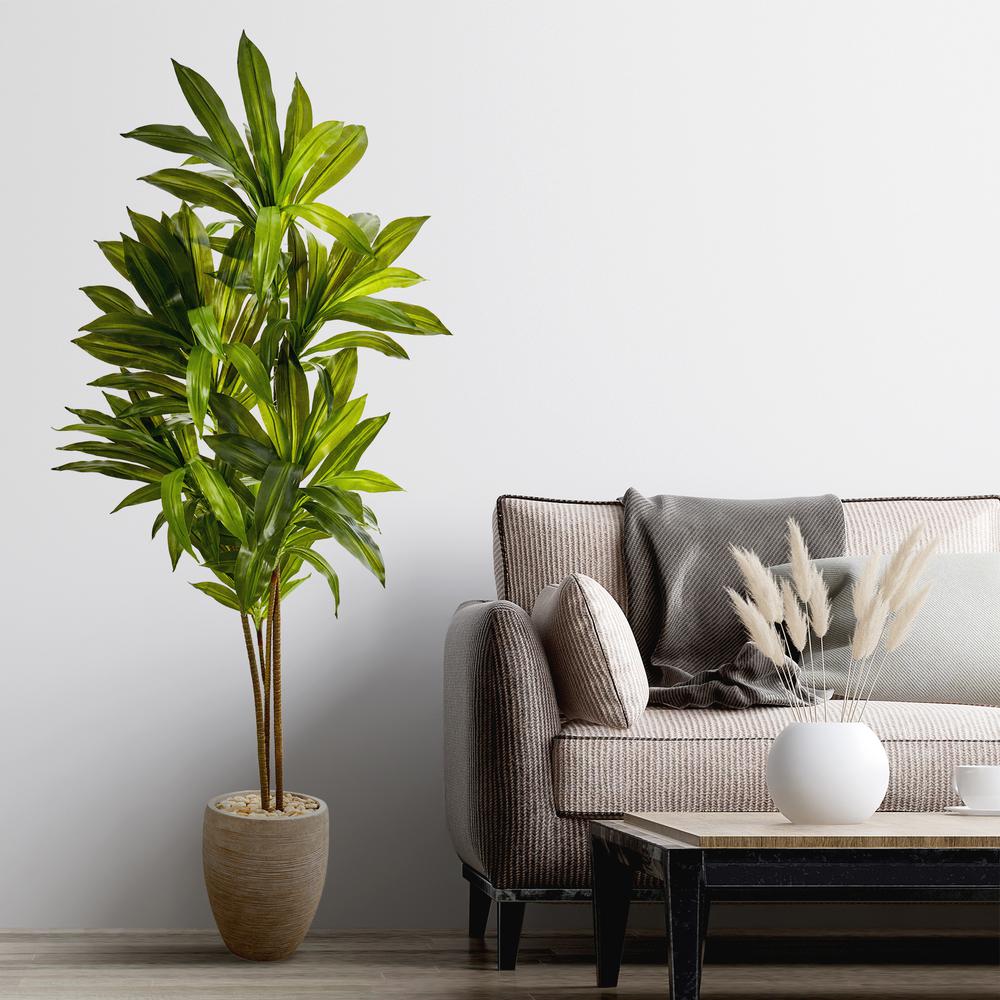 68in. Dracaena Artificial Plant in Sand Colored Planter (Real Touch). Picture 3