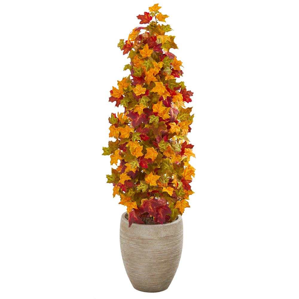 42in. Autumn Maple Artificial Tree in Sand Colored Planter. Picture 1