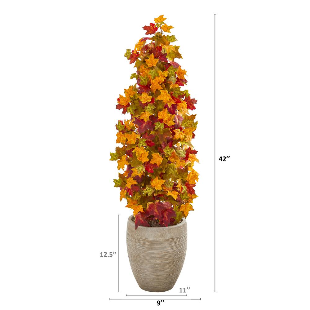 42in. Autumn Maple Artificial Tree in Sand Colored Planter. Picture 2