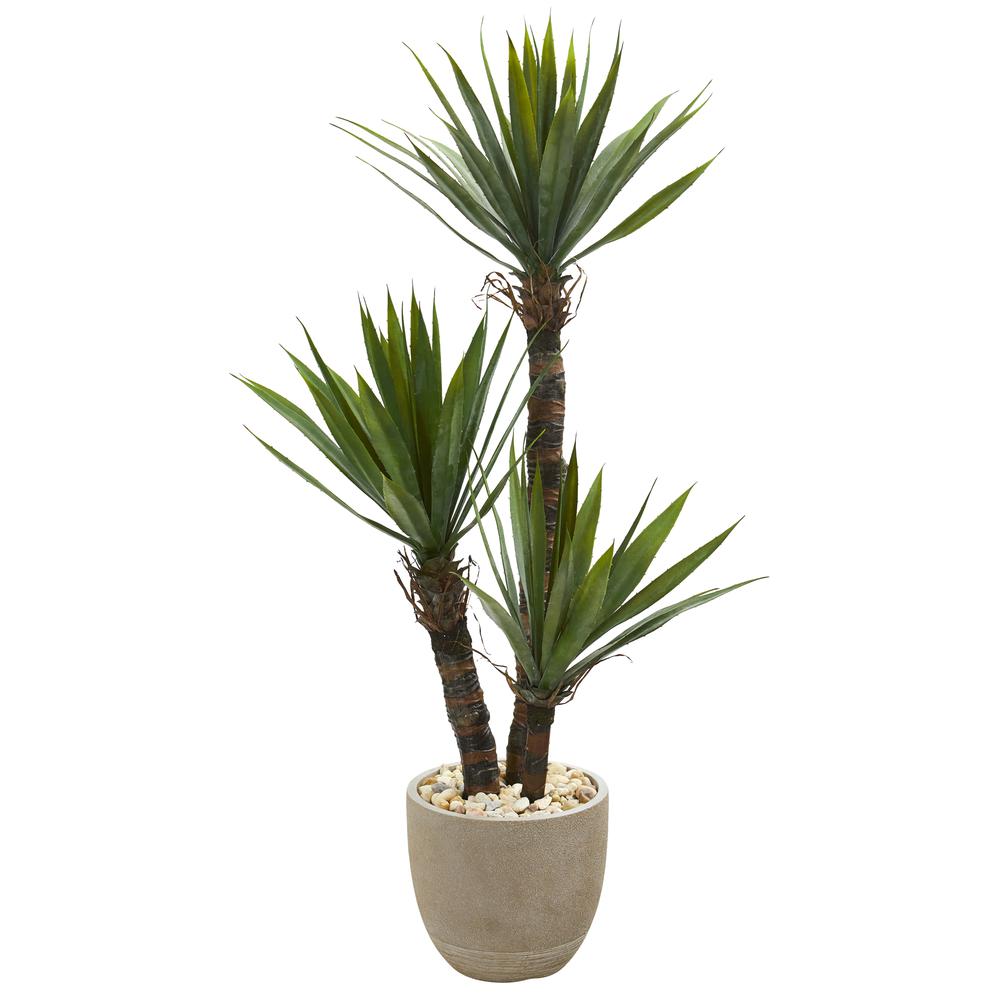 56in. Yucca Artificial Tree in Sandstone Planter. Picture 1
