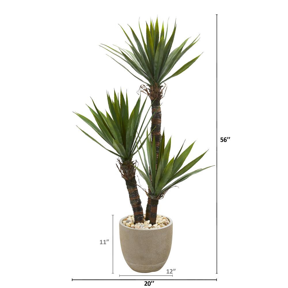 56in. Yucca Artificial Tree in Sandstone Planter. Picture 2