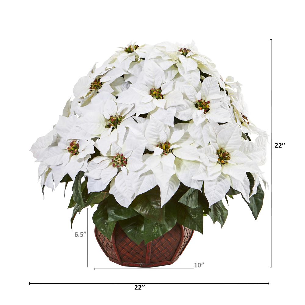 Poinsettia Artificial Arrangement in Decorative Planter. Picture 2