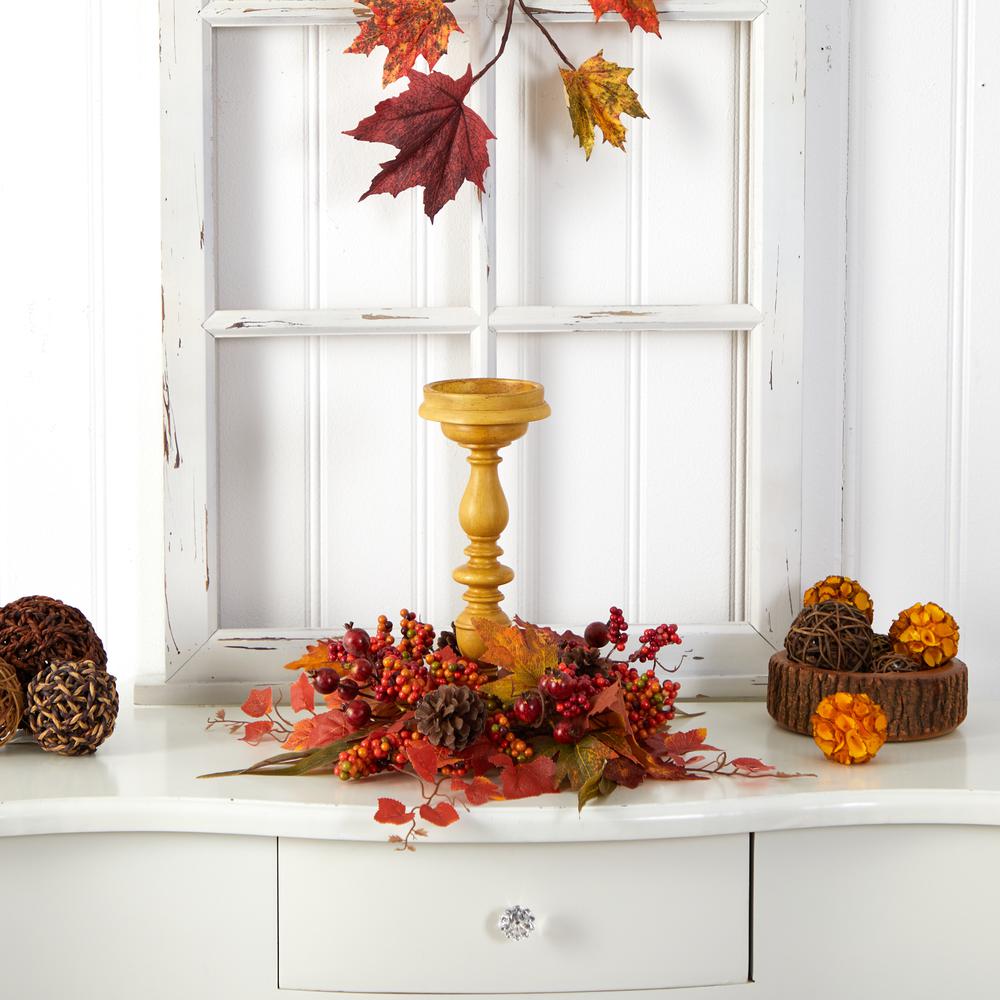 15in. Harvest Fall Artificial Candelabrum Arrangement. Picture 2