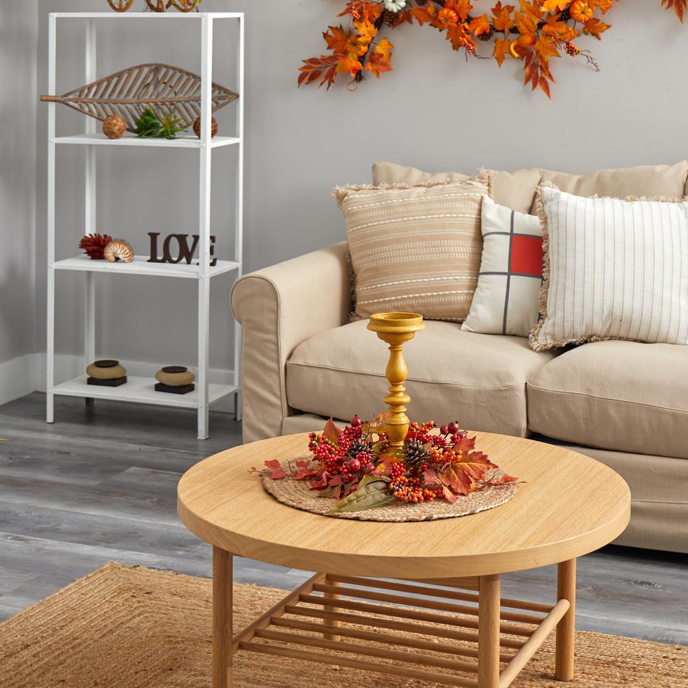 15in. Harvest Fall Artificial Candelabrum Arrangement. Picture 3
