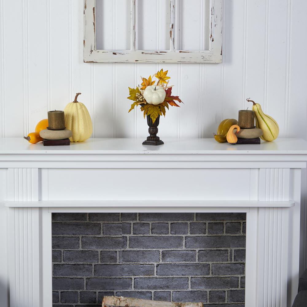 13in. Fall Pumpkin and Berries Artificial Autumn Arrangement in Decorative Urn. Picture 3