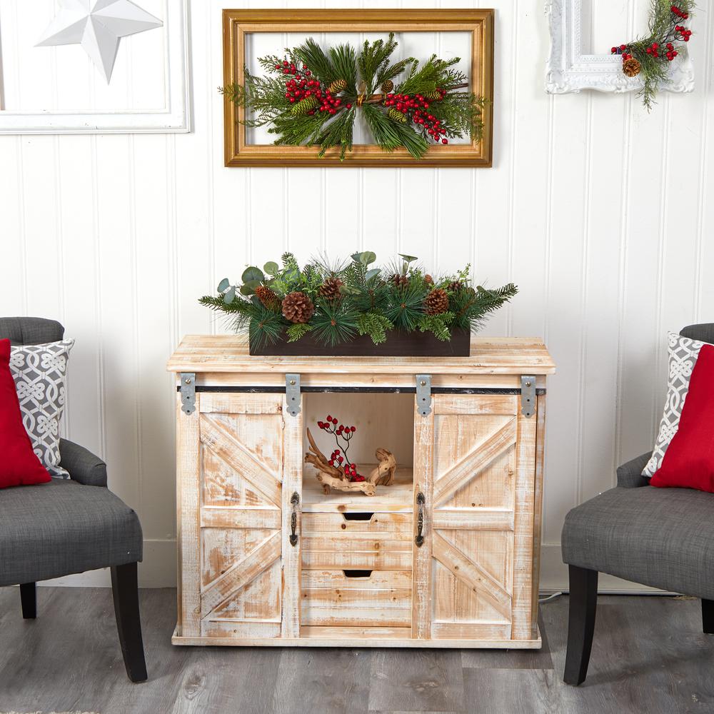 30in. Evergreen Pine and Pine Cone Artificial Christmas Centerpiece Arrangement. Picture 8